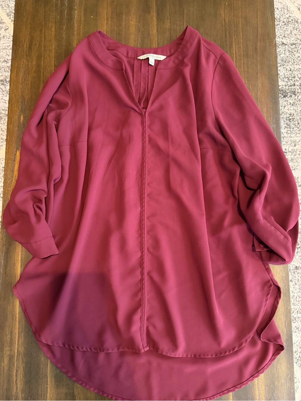 41 Hawthorn Split-Neck Longline Tunic - Burgundy